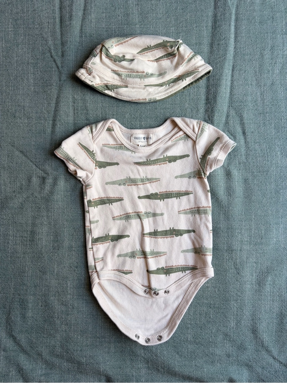 Matching Alligator Onesie and Hat for Baby